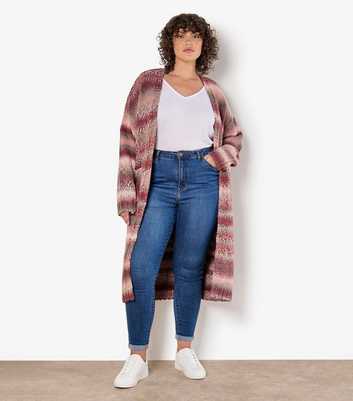 Apricot Curves Plum Ombré Longline Cardigan