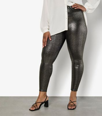 Apricot Curves Gold Shimmer Disco Leggings New Look