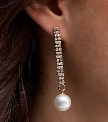 Gold Tone Diamante Tassel Earrings