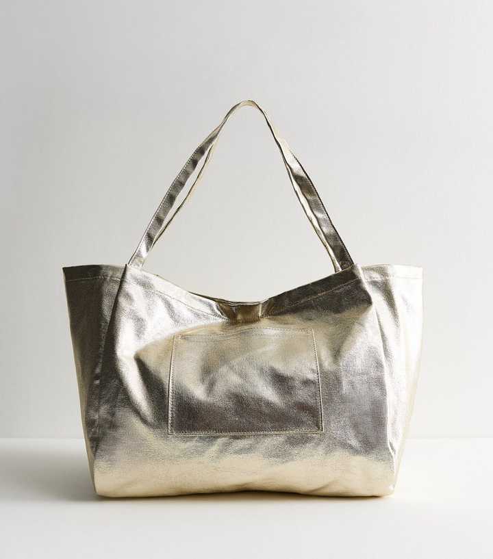 Gold Metallic Canvas Tote