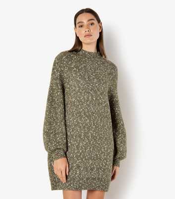 Apricot Olive Two Tone Knitted Jumper Dress