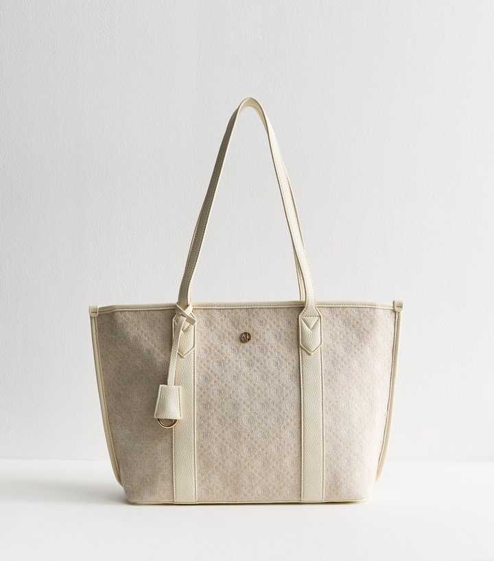 Cream Logo Jacquard Canvas Tote Bag