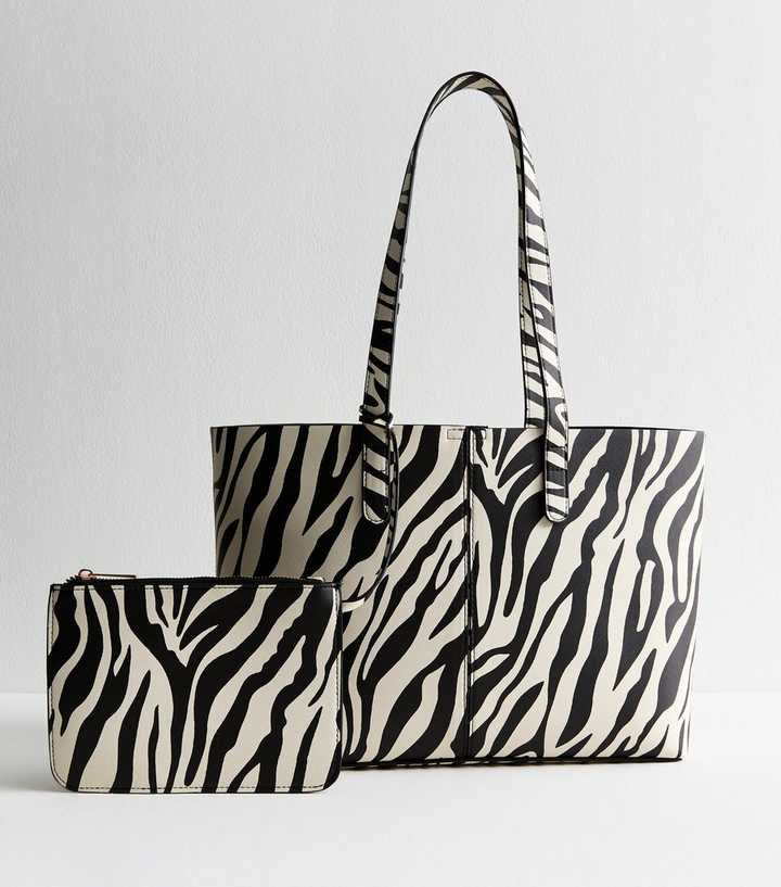 Black ZebraPrint Tote Bag with Pouch