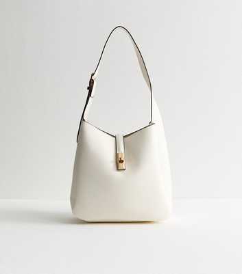 Cream Faux Leather Bucket Bag