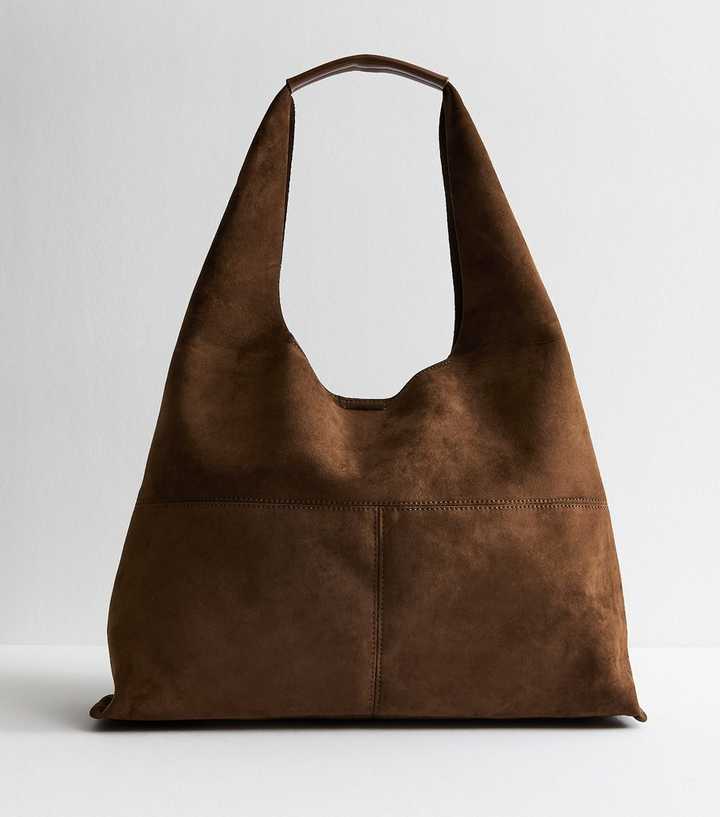 Tan Faux Suede Panelled Shoulder Bag