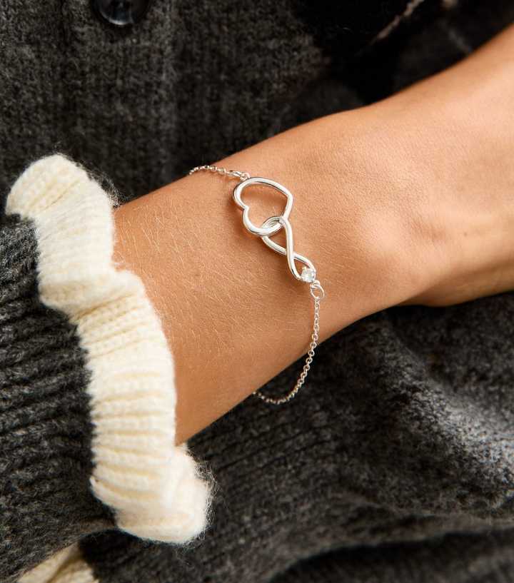 Silver Tone Infinity Heart Bracelet
