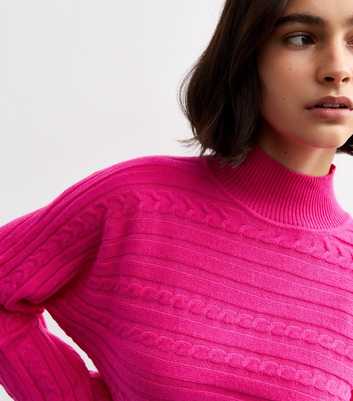 Sunshine Soul Bright Pink Cable Knit Batwing Jumper