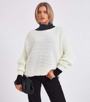 Gini London Off White Knit Batwing Sleeve Jumper