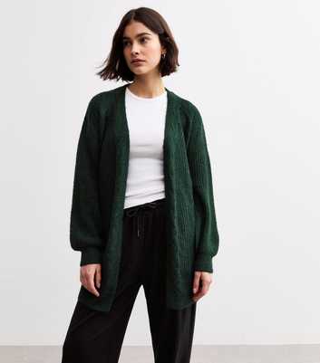 Sunshine Soul Dark Green Rib Knitted Cardigan