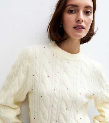 Sunshine Soul Cream Diamante Embellished Jumper