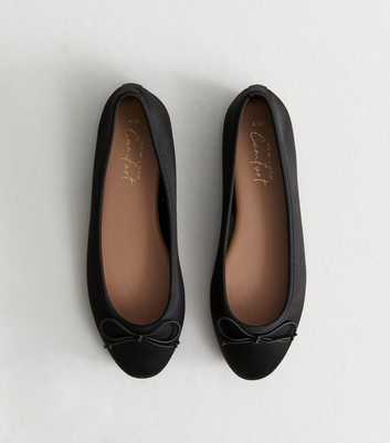 Black Satin Ballet Flats