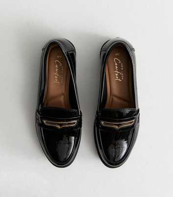 Black Patent Faux Leather Penny Loafers