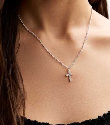 Silver Tone Cross Pendant Necklace