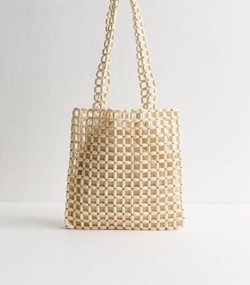 Designer Handbags Paloma Wool Beaded Bag Cream Beaded Tote Bag New