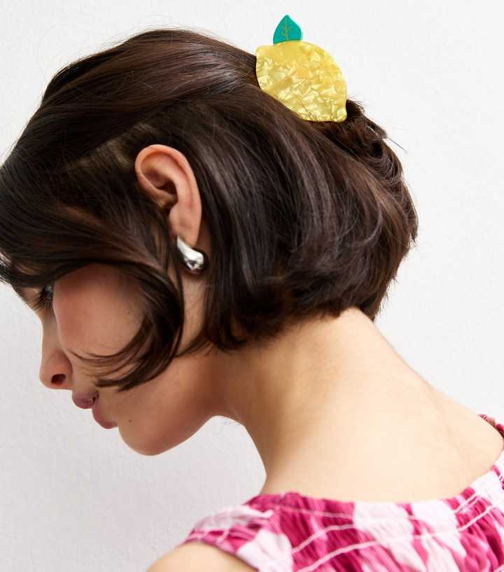 Yellow Lemon Bulldog Hair Clip