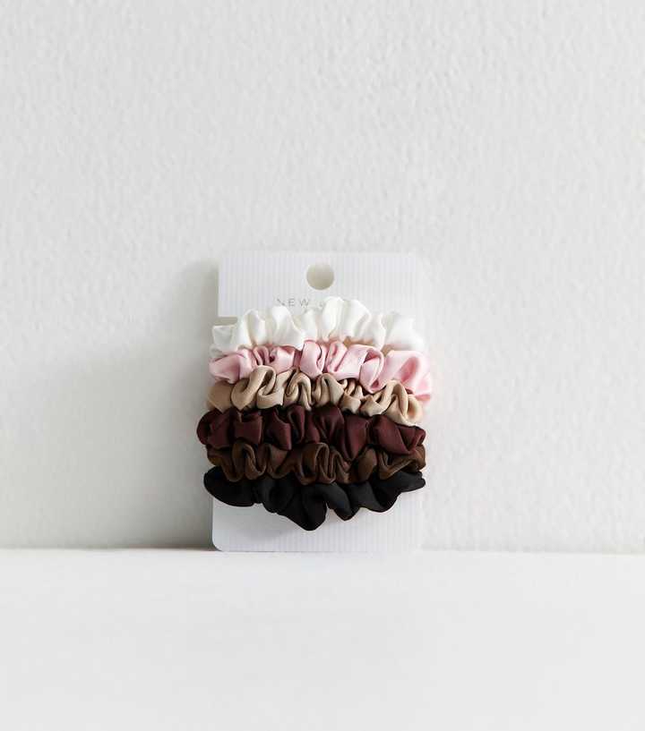 Pack of 6 Multicoloured Satin Mini Scrunchies