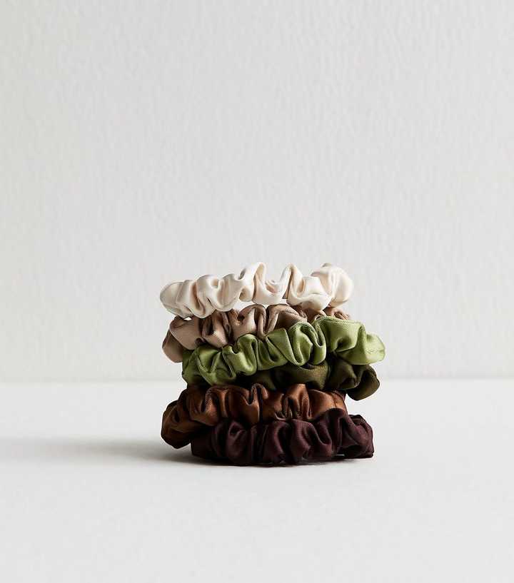 Pack of 6 Multicolour Mini Satin Scrunchies