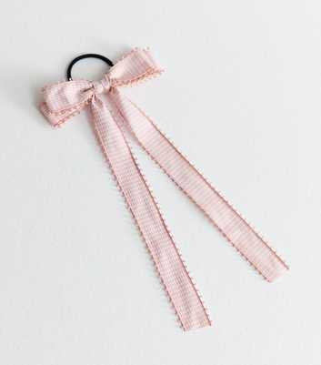 Pink Gingham Bow Hair Band