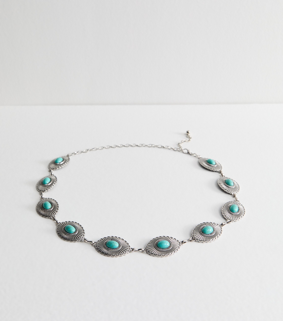 Silver Stone Embellished Chain Belt New Look