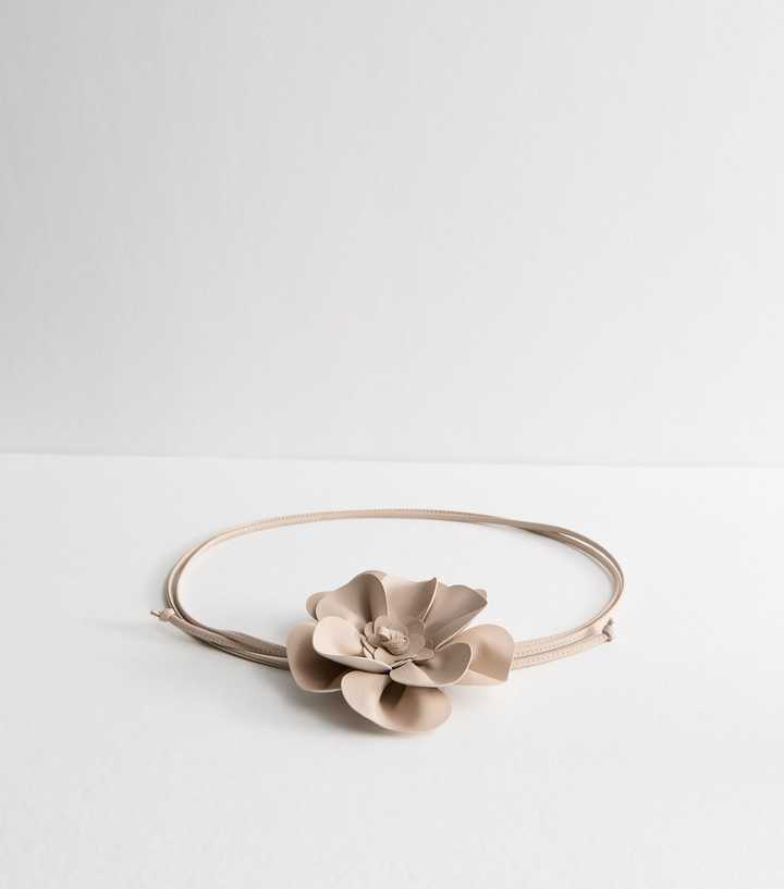 Cream Faux Leather Corsage Belt