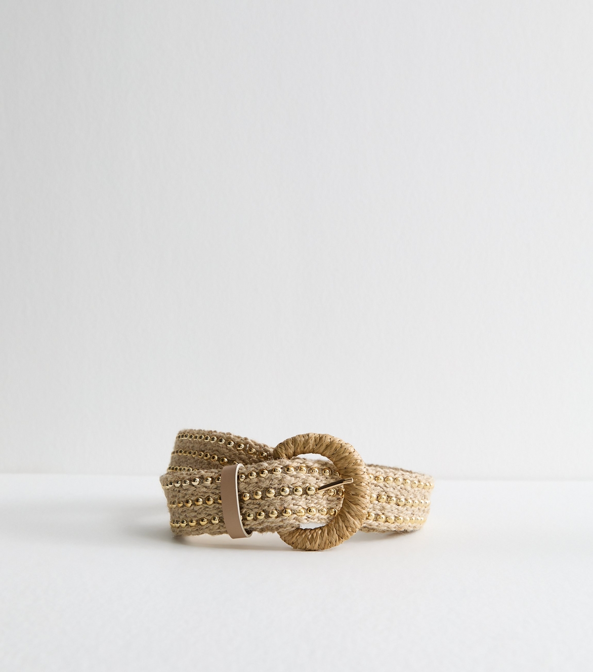 Stone Woven Raffia Beaded Belt New Look