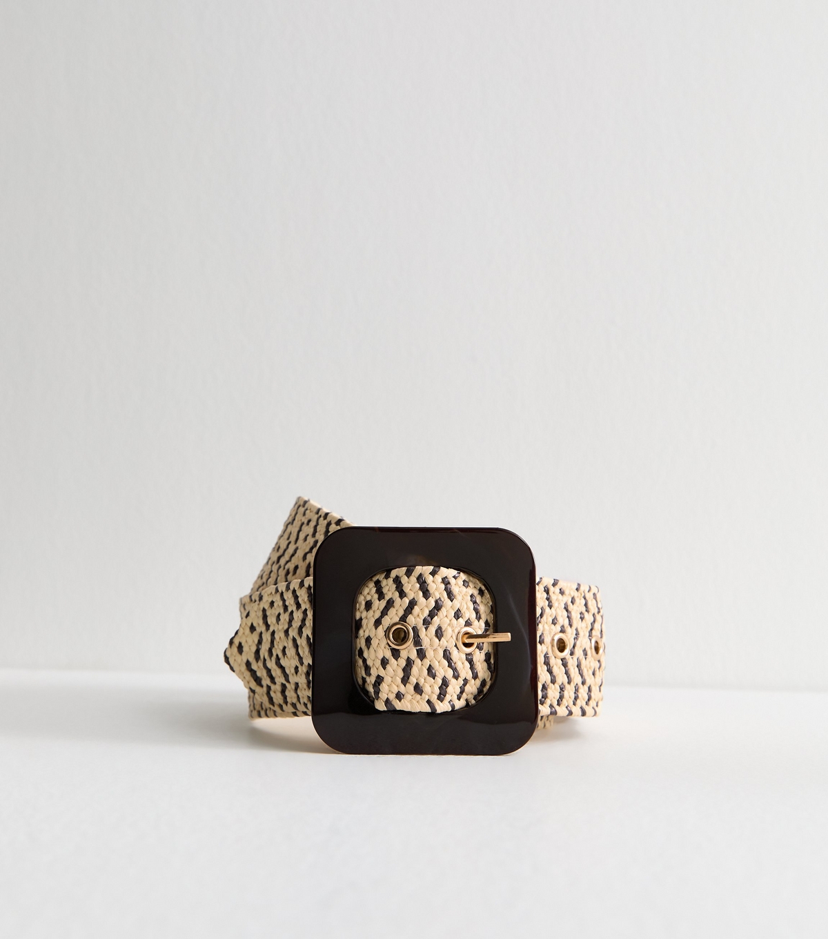 Stone Woven Raffia Belt New Look