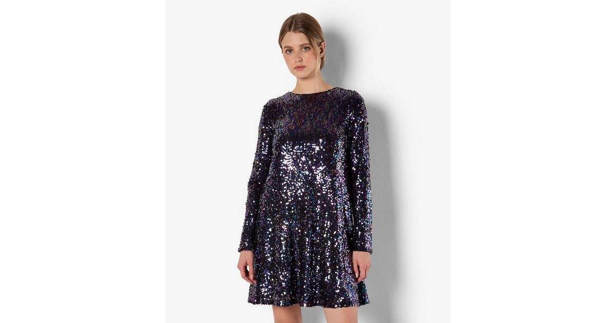 Apricot Black Sequinned Long Sleeve Dress | New Look Apricot Black Sequinned Long Sleeve Dress | New Look