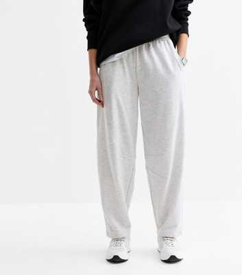 Light Marl Grey Wide Barrel Leg Joggers