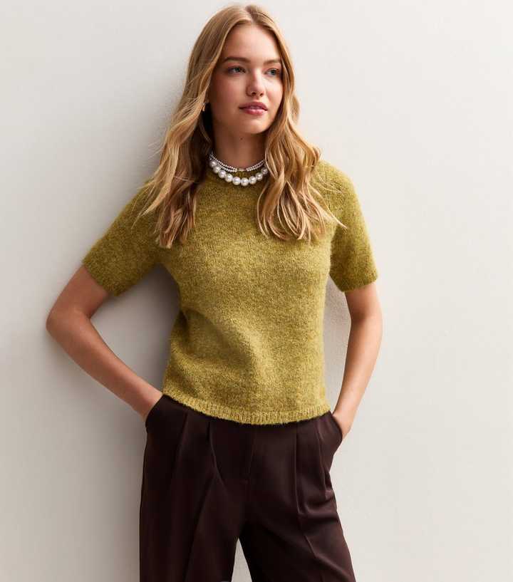 Green Short Sleeve Knit Top