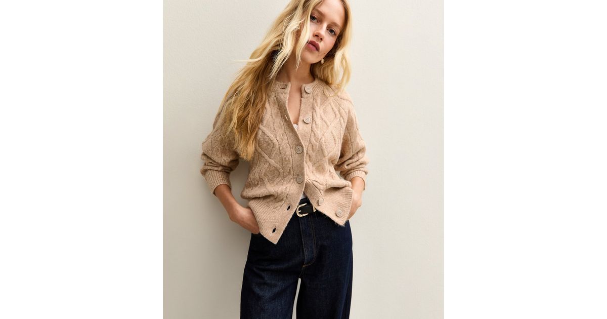 A.Jesdani Women's Button Down Cardigan - Soft Knit Long Sleeve Sweater In Camel