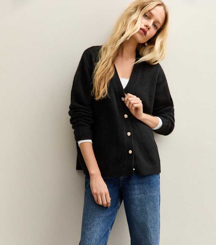 Black Oversized Boyfriend Cardigan