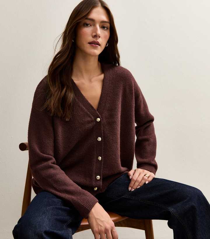 Dark Burgundy Oversized Boyfriend Cardigan