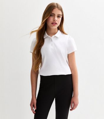 Girls White Short Sleeve School Polo Shirt New Look