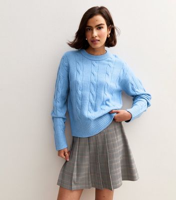 Blue Cable Knit Crew Neck Jumper | New Look