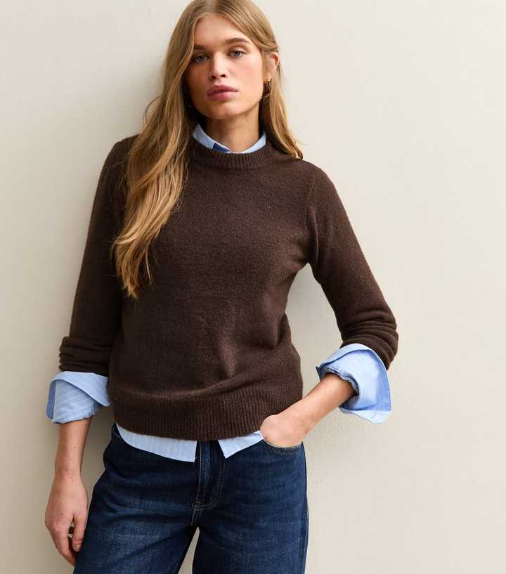 Dark Brown Crew Neck Jumper