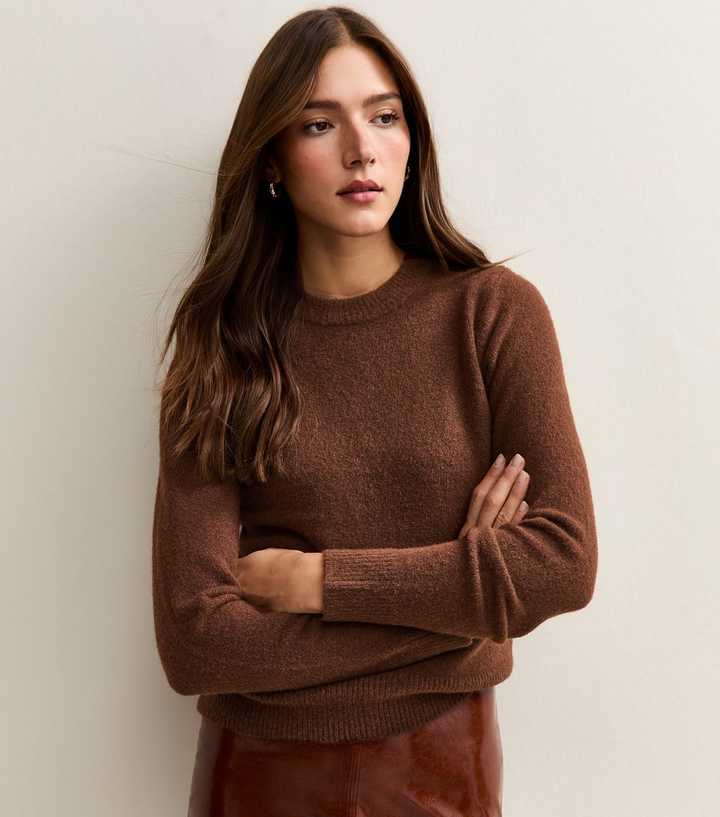 Dark Brown Crew Neck Jumper