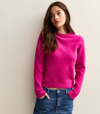 Dark Pink Crew Neck Jumper New Look