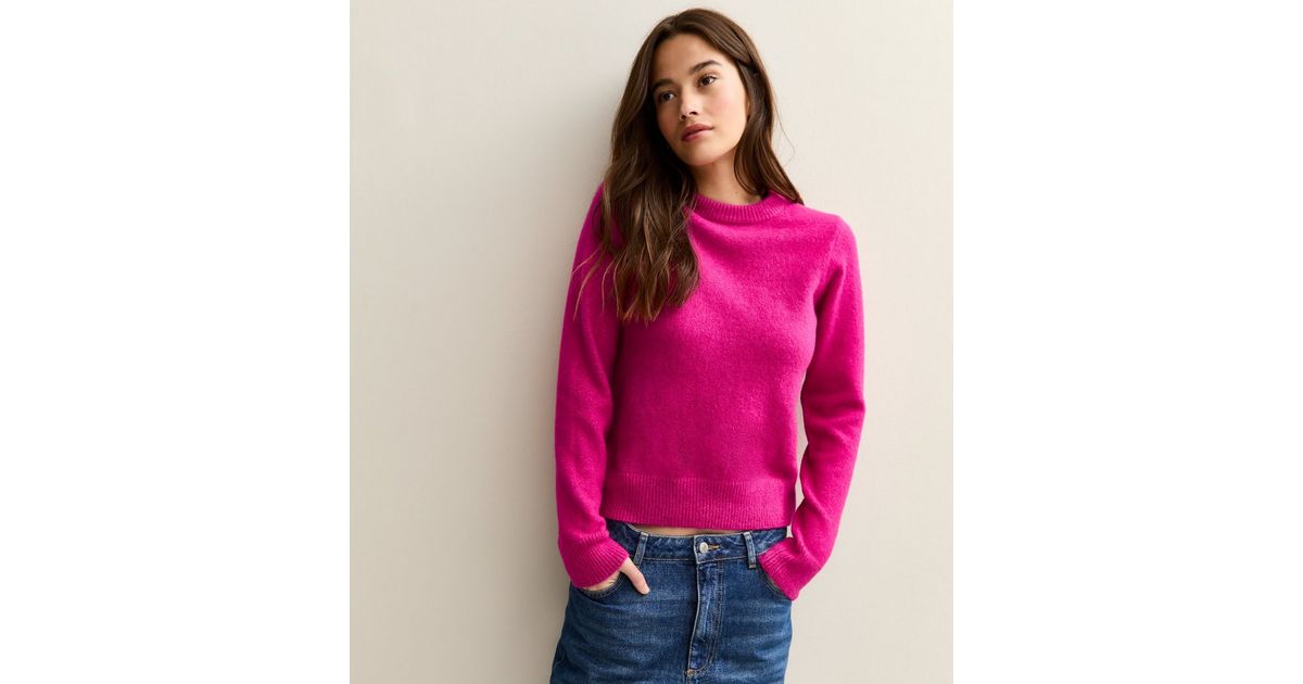 Dark Pink Crew Neck Jumper New Look