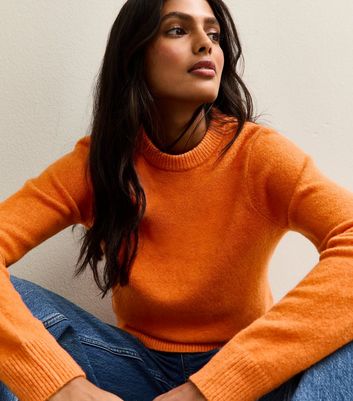 Crew Neck New Look Ladies Jumpers Orange Crew Neck Jumper - Main Image