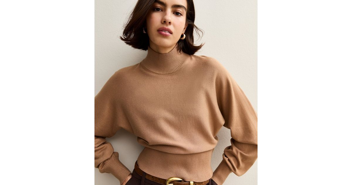 Camel High Neck Knit Jumper New Look