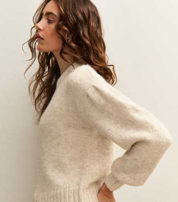 Cream Drop Shoulder  Puff Sleeve Jumper