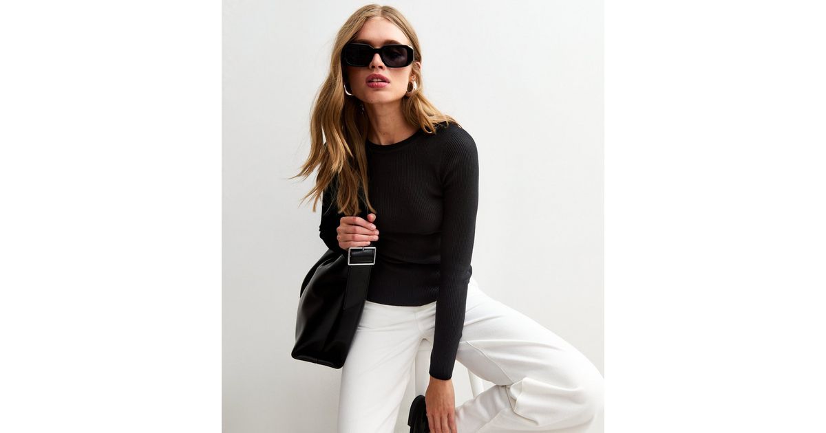 Black Ribbed Crew Neck Jumper | New Look