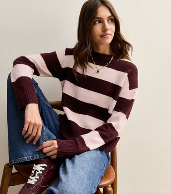 Red Striped Crew Neck Long Sleeve Jumper