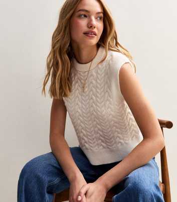 Off White Cable Knit Jumper Vest