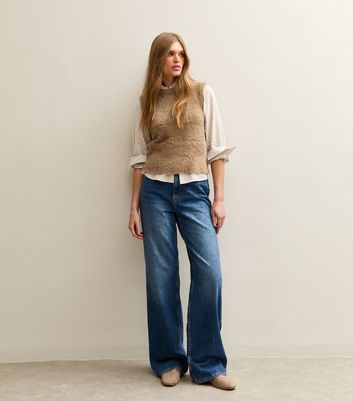 Camel Fluffy Knit Tank Top | New Look