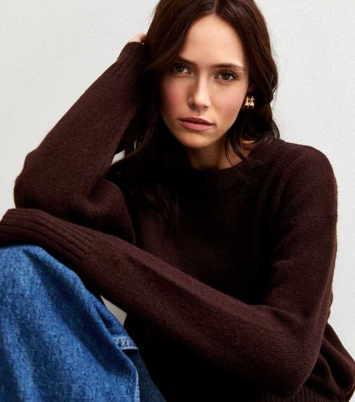 Dark Brown Crew Neck Jumper