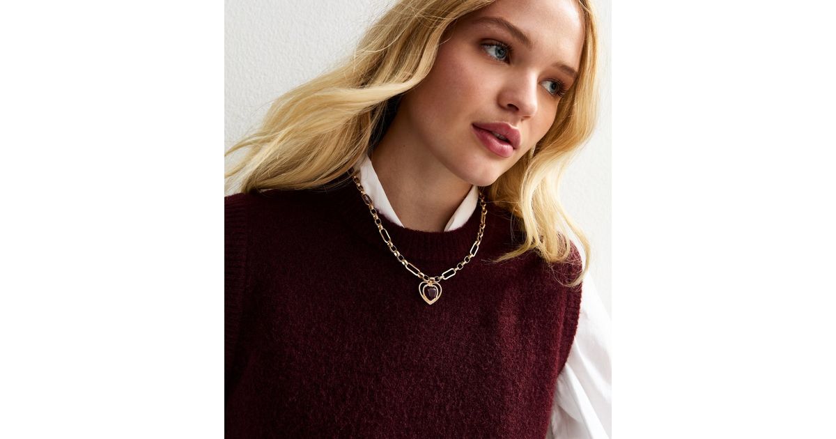 Dark Burgundy Crew Neck Knit Vest | New Look