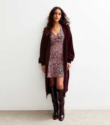 Burgundy Relaxed Longline Cardigan 