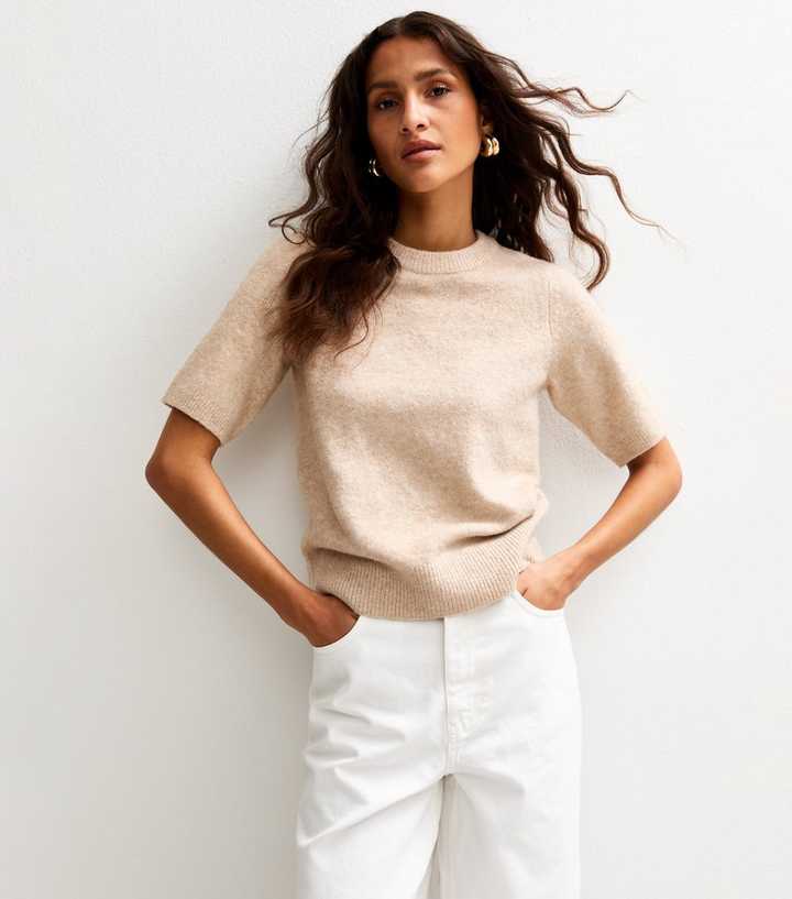 Camel Short Sleeve Midweight Knit T-Shirt