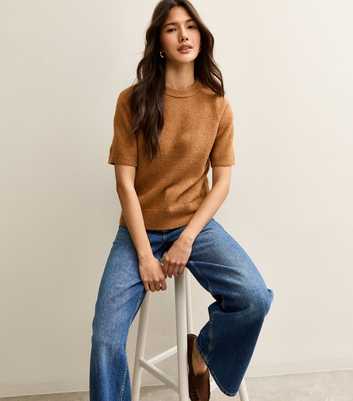 Tan Short Sleeve Midweight Knit T-Shirt